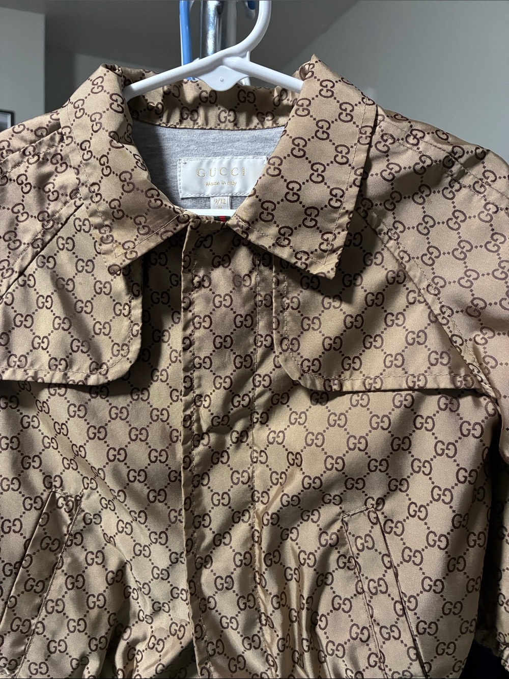 Gucci Beige Monogram Lightweight rain Jacket for babies